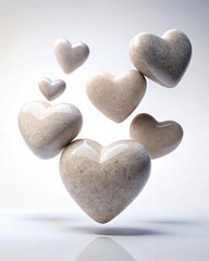 Fototapeta premium Floating Stone Hearts Abstract Art