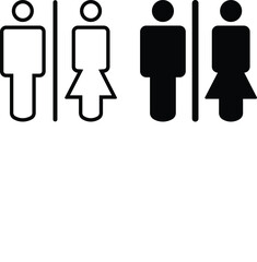Gender Restroom icons Set. Male, female toilet symbol, washroom signs, WC toilet, Hand wash signs isolated on transparent Background. vector illustration 