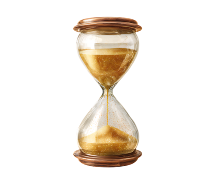 Transparent Glass Hourglass on White Background