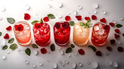 Top-down view of artisan red and white cocktails