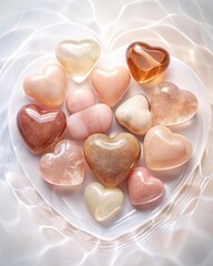 Obraz premium Heart Shaped Stones on White Background