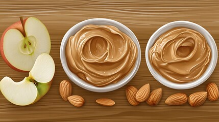 Creamy peanut butter with apple, and almonds.