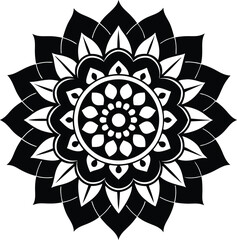 Black and White Mandala Design Circular Pattern