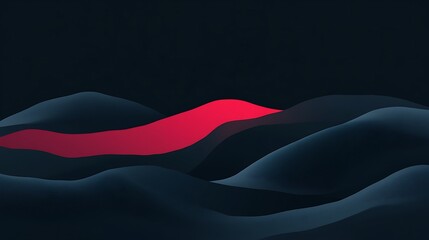 Naklejka premium Red peak with dark wave abstract.