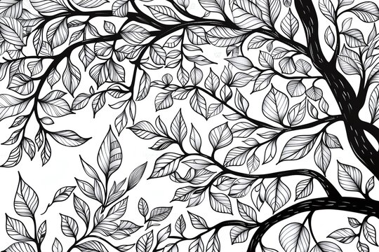 Intricate Black And White Forest Tree Branches Varient 3