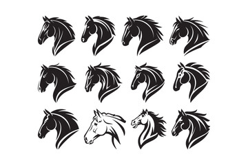 Horse Head Silhouette Vector Set Elegant Equine Clipart Collection