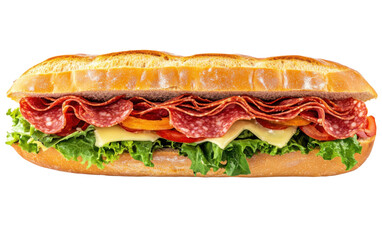 Long sub sandwich with lots of meat and vegetables