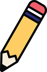 Colorful pencil icon with eraser in flat style