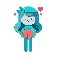 This cute and minimalist paper-cut style girl illustration is perfect for your creative projects. She’s holding a heart and spreading love – ideal for Valentine's Day designs, posters, greeting cards.