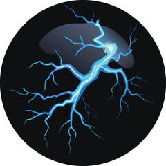 Abstract Blue Lightning Bolt in Dark Circle Graphic