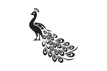 Peacock Silhouette SVG Elegant Bird Feather Clipart for Cricut and Crafting
