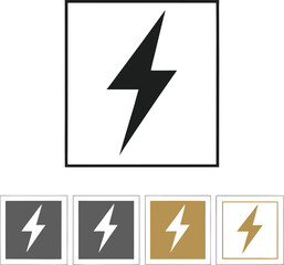 Lightning Bolt Icon in Square Frame Multiple Color Options