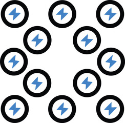 Abstract Pattern of Blue Lightning Bolts in Circles