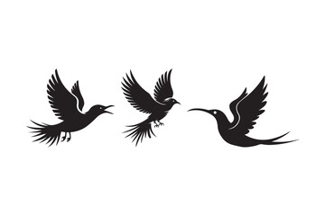 Three Flying Birds Silhouette Vector
