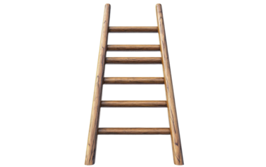 Wooden ladder with six steps