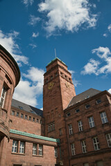 Obraz premium The image shows the tower of the University of Freiburg, also known as Albert-Ludwigs-Universität Freiburg. Black Forest, Germany.