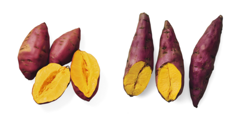 Sliced ​​sweet potato isolated on a Transparent Background