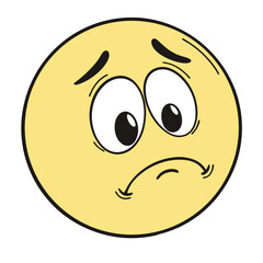 Hurt and sad emoticon on white background. Adobe Illustrator Artwork