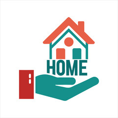 Hand Holding Model House Vector Illustration