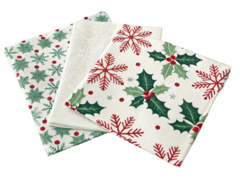Festive holiday napkins isolated on transparent background
