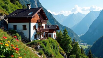 Andorran architecture juxtaposed with Georgian nature , town, old