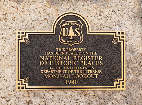 National Register of Historic places sign on Monjeau Lookout in New Mexico 