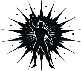 Silhouette with Energy Burst