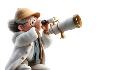 looking through binoculars