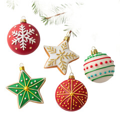 Ornate christmas cookies isolated on transparent background