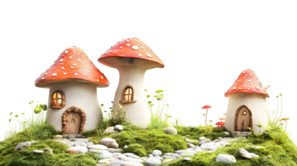 Fantasy Mushroom Houses in a Fairy Tale Garden