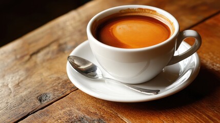 Americano served on a wooden table