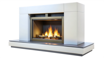 Modern white fireplace design isolated on white background png ai generated isolated on a white background