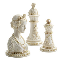 Chess pieces ivory set isolated on transparent background