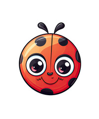 Fototapeta premium A cute red ladybug vector cartoon illustration on a white background