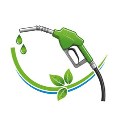 Green gas pump nozzle with leaves.