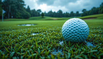 Obraz premium golf ball on green grass | golf ball on the green