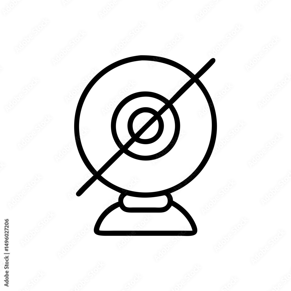 Poster camera with a line through it indicating that it is turned off or not working properly symbol 100c