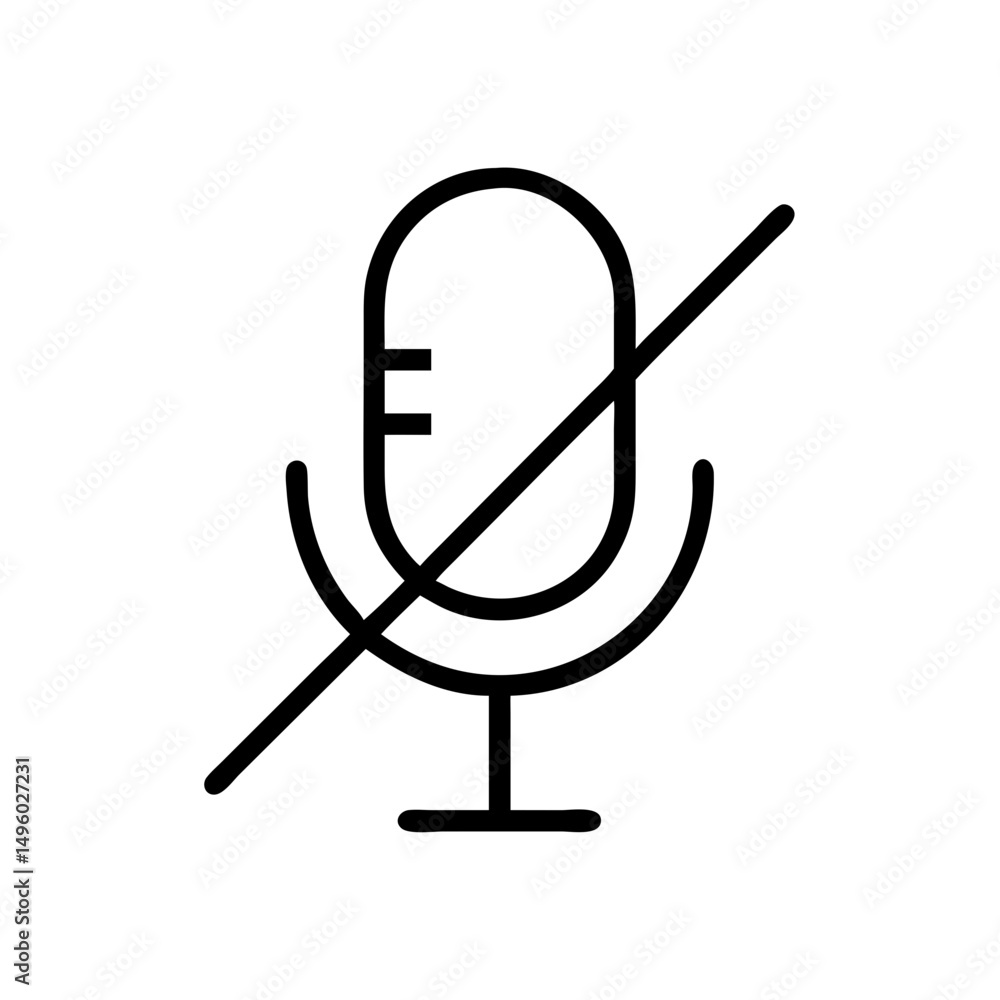 Poster a muted microphone symbol with a line through it, indicating that the audio is turned off or disable