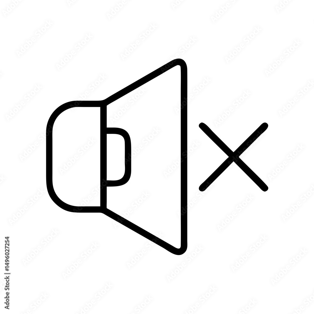 Poster Outline depiction of a speaker with an x symbol indicating the audio is muted or turned off entirely