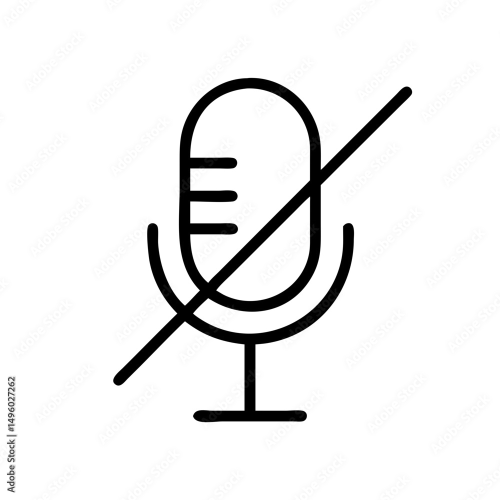 Aufkleber depiction of a muted microphone with a line through it indicating silence or audio disconnection ico