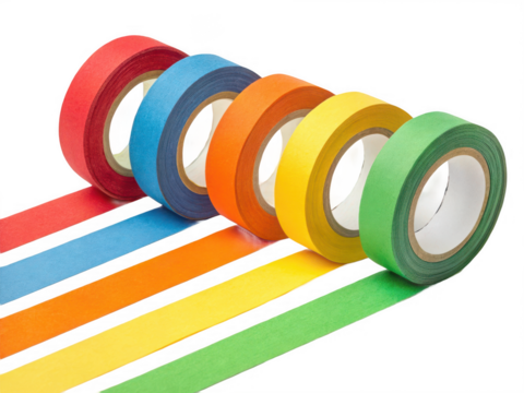 Colorful tape line up isolated on transparent background - Powered by Adobe