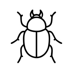 Simple graphic depiction of a beetle with six legs and small horns in a minimalist style design