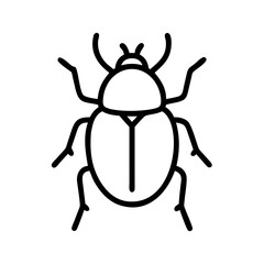 Simple line drawing of a beetle with six legs and antennae on a white background surface design
