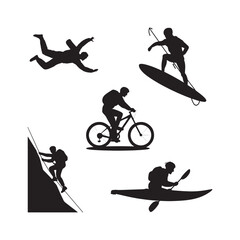  Extreme Sports Silhouettes: Adventure, Thrills, and Active Lifestyles Collection