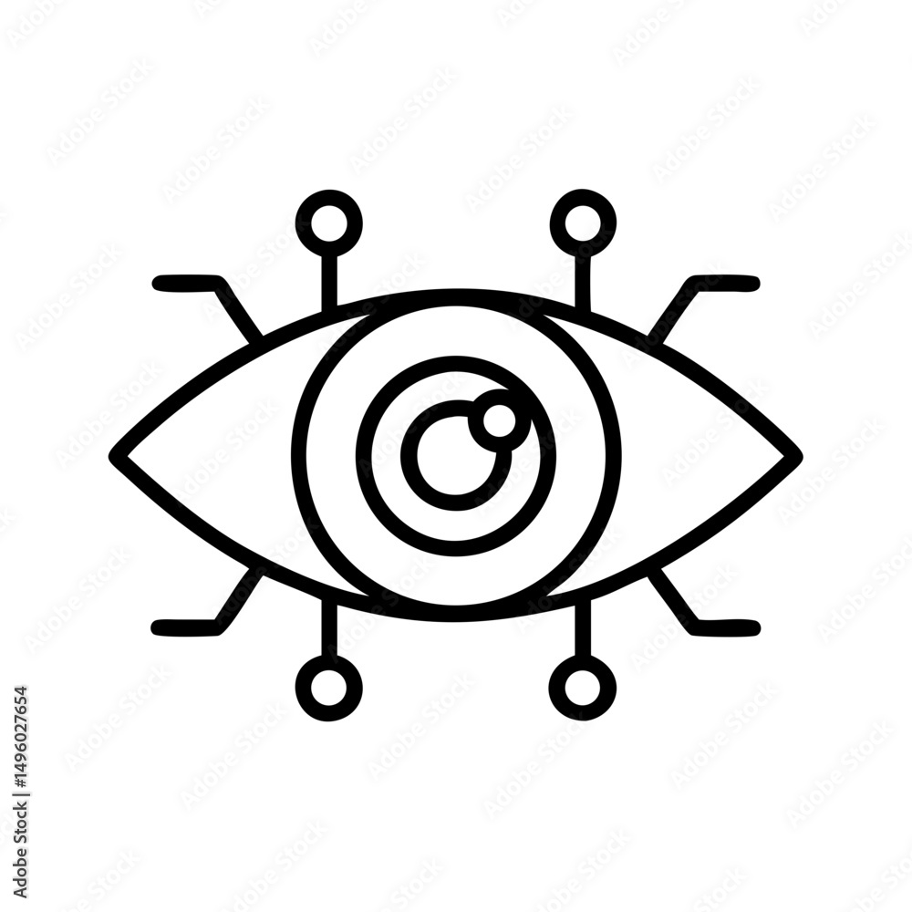 Poster stylized eye with connected nodes and lines depicting a futuristic technology concept design element