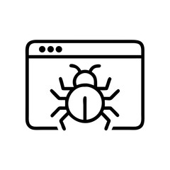 Depiction of a beetle on a screen with rounded corners and three circles at the top left corner