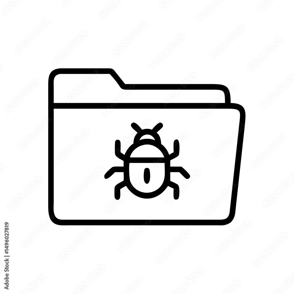Poster a simple graphic of a folder with a beetle symbol placed directly on the front of the folder icon