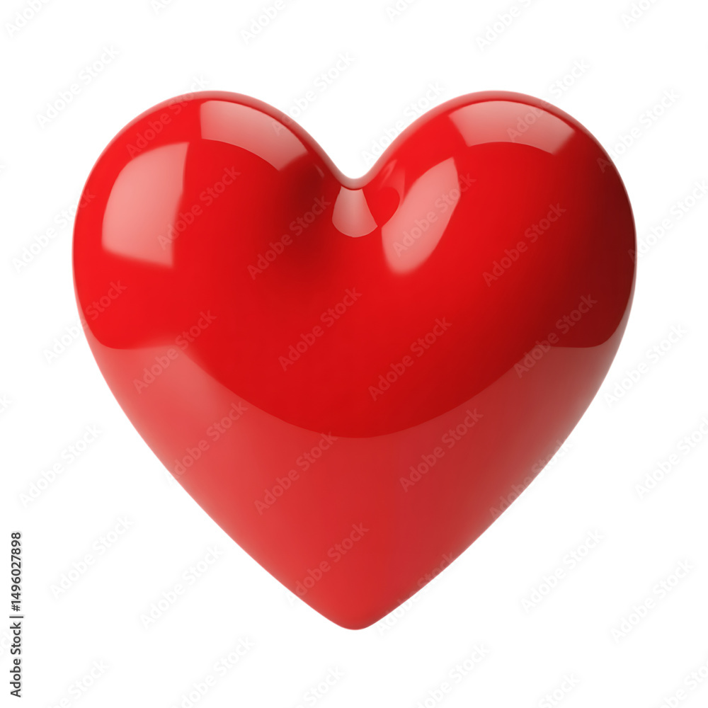 Poster shiny red 3d heart shape isolated on transparent background
