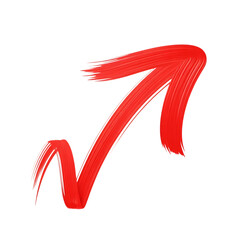 Red paint stroke arrow upwards design element isolated on transparent background