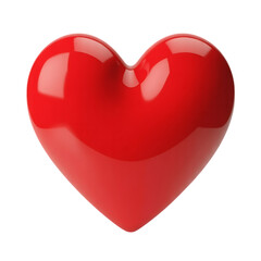 Shiny red 3d heart shape isolated on transparent background